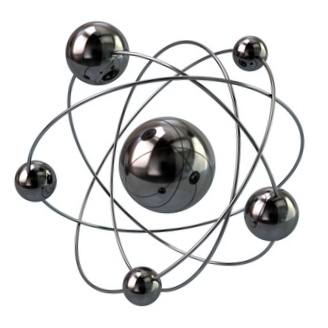 3d illustration of silver atom molecule icon